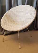 1950s Hoop Chair, Mid Century Furniture,  White Round Patio Chair, Vintage 