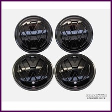VW High Gloss Black Alloy Wheel Centre Hub Caps 4pcs VW Golf MK7 P