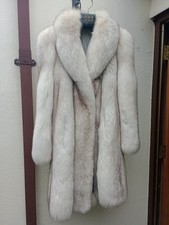 FULL PELT BLUE FOX FUR COAT SZ 16 75" SWEEP!