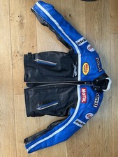 Vintage Hunter Class Leather Cowhide Devil Motul Biker Motorcycle Jacket Size S