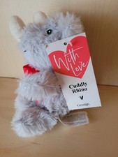 Rhino Soft Plush Toy 6” Grey Fur with Red Neck Bow Tie
