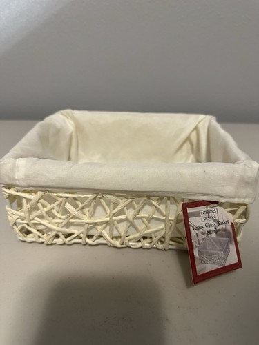 Small white wicker basket - white,