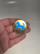 Vntg POG 1990s Horse Prance Stallion Foil Gold Blue Cap Milk Bottle Top HTF RARE