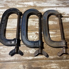 3 VINTAGE RECORD 6” G CLAMPS CRAMPS WING NUT WELDING WOODWORK