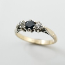 Gold .375 Shank & Sterling Silver  .925 Topped Sapphire Ring Full Hallmark 'M'