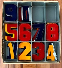 Vintage Stahls Heat Press Iron-On Transfer Red Gold Blue Flocked 6" Numbers