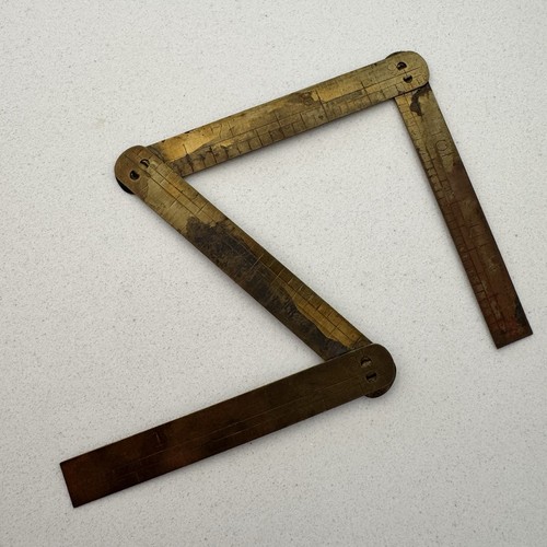 Vintage metal folding ruler - vintage, as