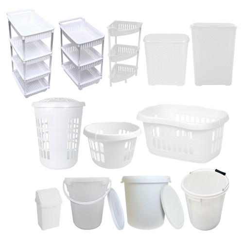 White swing bin - white, laundry