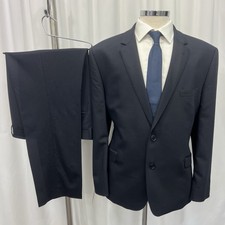 M&S TAILORING Performance Navy Wool Rich 2 Piece Suit C46S W36 L30