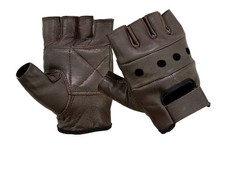 REAL LEATHER FINGERLESS GLOVES BIKERS FULL TRAINING CYCLING GYM WHEEL CHAIR