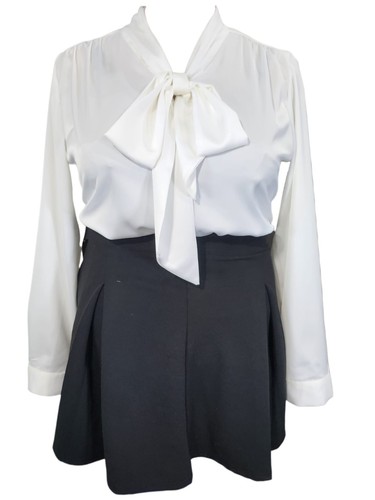 White fluid pussybow tie - fluid,