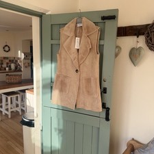 Luxtyle,Made In Italy Faux Suede/Sheepskin Longline Waistcoat/Gilet One Size