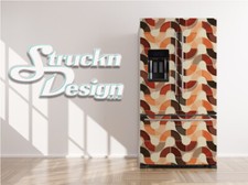 Wave Pattern Striped Red Orange Yellow Fridge Freezer Wrap Side Door Vinyl Decal