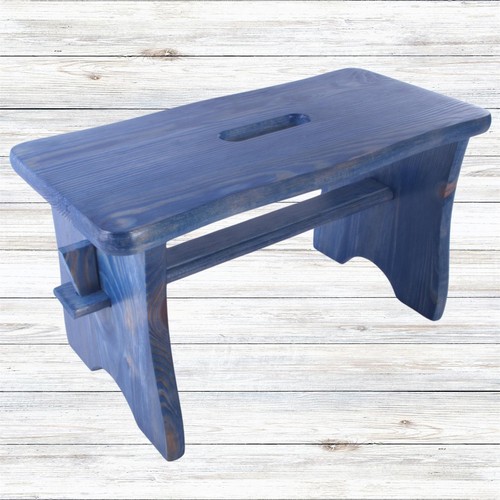 Blue small wooden stool - small,