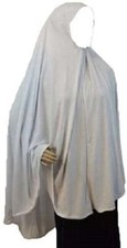 EXTRA LONG MUSLIM ADULTS PRAYER JERSEY WHITE PULLOVER HIJAB BURKHA SCARF KHIMAR
