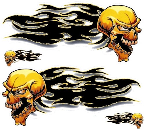 Sticker set skull - flames, x
