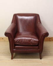 Laura Ashley Walden Maroon Brown Leather Armchair / Chair