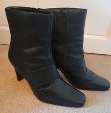 BHS Black Leather Ankle Boots
