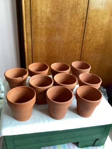 Ten vintage terracotta flower - vintage,