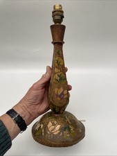 Antique Pokerwork Lamp Base
