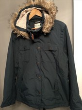 Womens FAT FACE Green Faux Fur Hood Trim Parka Tartan Lined Jacket Raincoat 18