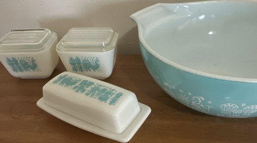 Pyrex blue white rooster - rooster, farm
