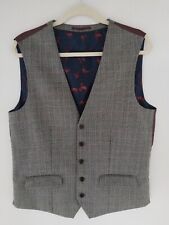 JOULES Alfred Brown burgundy wool tweed tailored waistcoat 42" chest reg