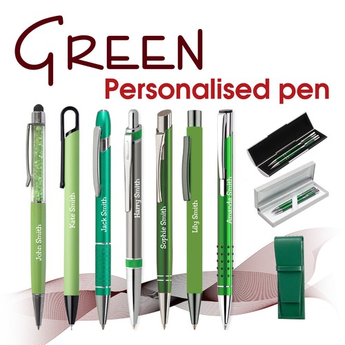 Personalised metal pen green - metal,