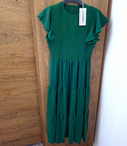 Yunda green smocked ruffle - green,