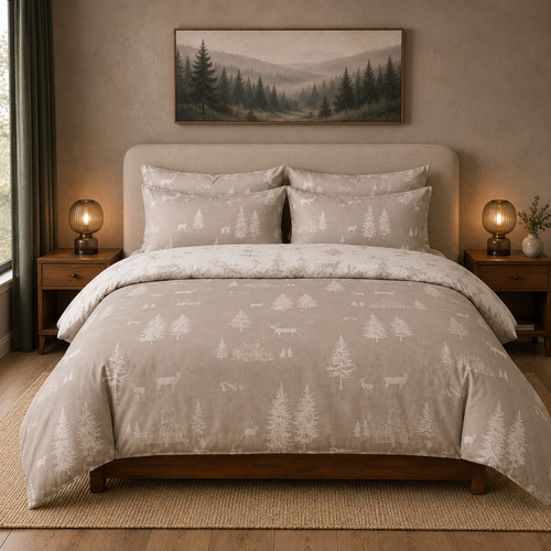 Winter lodges duvet cover - winter,