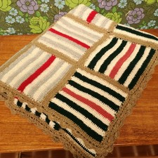Knitted Patchwork Shabby Chic Granny Squares Blanket Throw