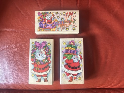 Three christmas wooden stamps - three,