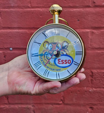 Esso Large desk ball clock put a Tiger in your tank brass & glass