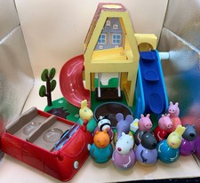 Peppa Pig Weebles Wind & Wobble Playset House Car + 11 Weeble Friends Figure Toy