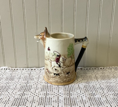 Vtg fox hunt teapot jug - hunt,