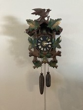 Large 19” Vintage German Cuckoo Clock Works Beautiful Birds Wooden