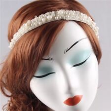 VINTAGE DECO FLAPPER 1920's WHITE PEARL BEADED HEADBAND HAIRPIECE WED BRIDAL