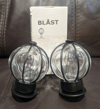 IKEA BLAST Glass Globe Black Curtain Rod Finials Pack of 2 End Caps