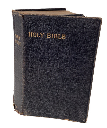 Antique black leather bible - antique,