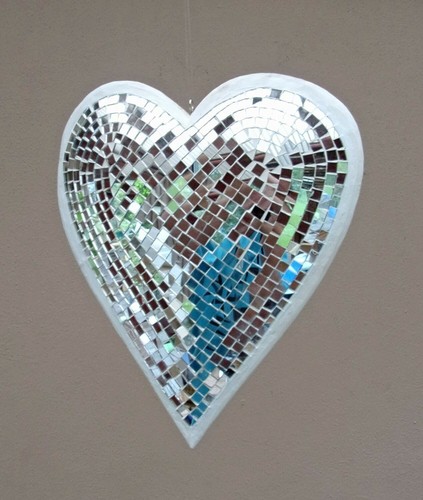 Mirror heart mobile mosaic - heart,