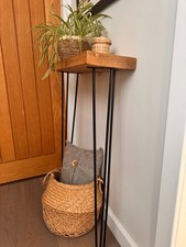 Industrial style wood console table with hairpin legs