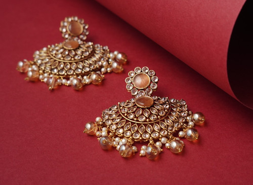 Gold jhumka earrings indian - jhumka,