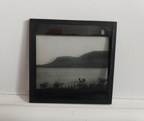 Antique magic lantern glass - magic,