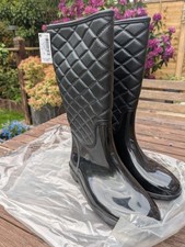 Girls Wellies Fleece Lined Quilted Size 2 BNWT From NEXT EU 34.5 Black Boots