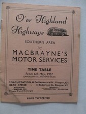 MacBraynes Glasgow Southern area Scottish bus timetable 1957