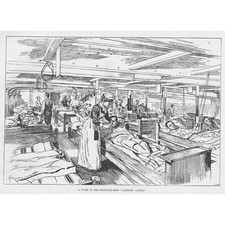 BOER WAR Ward in the Hospital Ship 'Lismore Castle' - Antique Print 1900
