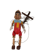 Vintage Wooden Pinocchio Marionette Puppet Handcrafted String Toy 15 inches