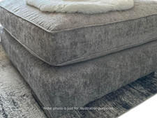 New Large Square Footstool Ottoman in Truffle Chenille & Chrome Legs | Clearance