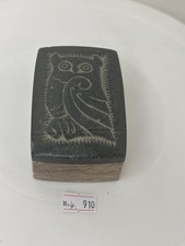 Vintage Carved Soapstone Trinket Box with Owl Motif