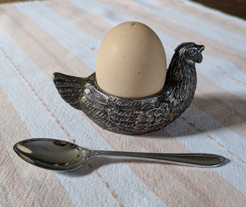 Vintage metal hen egg cup - vintage, &